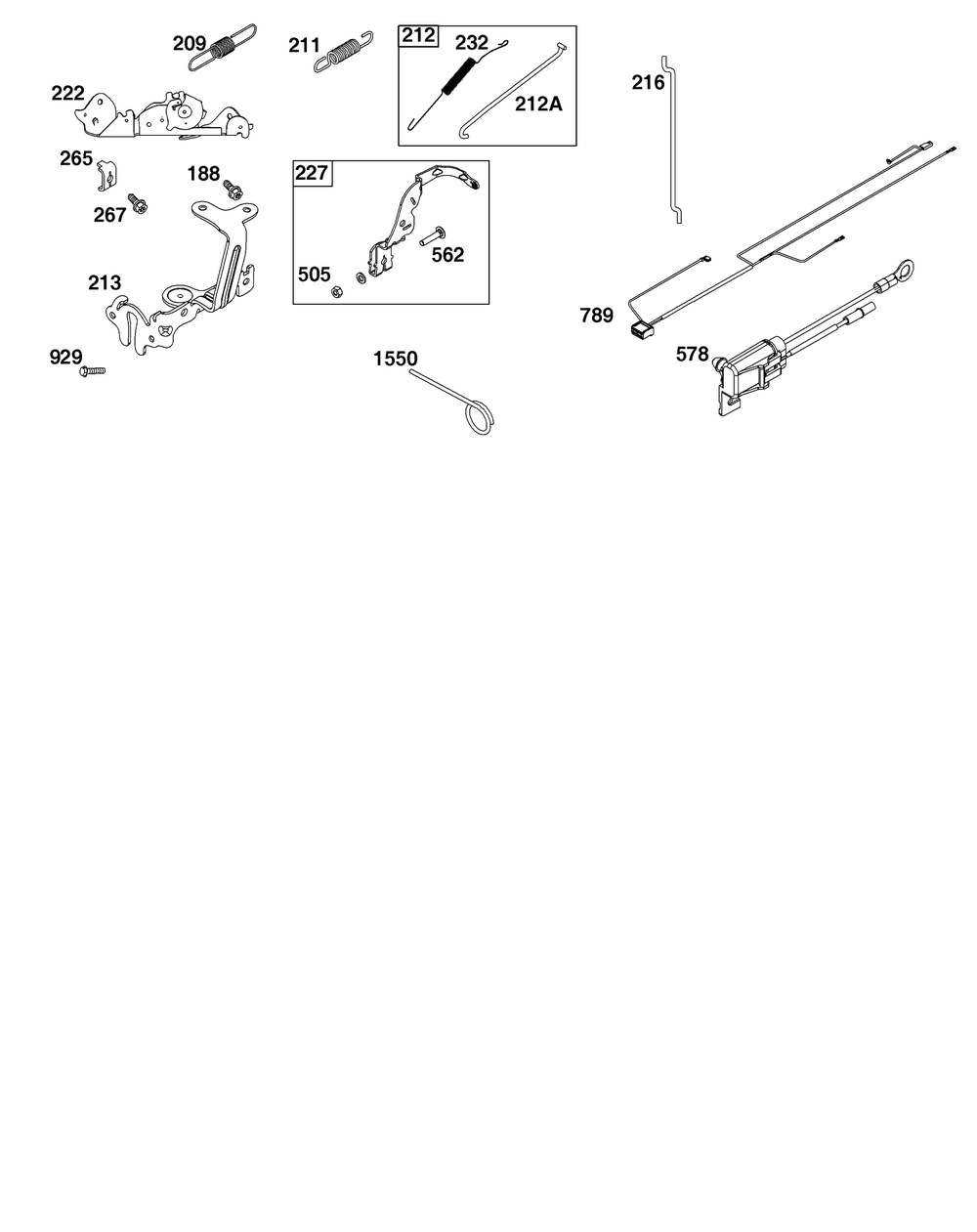 Controls Group Diagram and Parts List for 49J677-0011-G1  Briggs and Stratton Engine